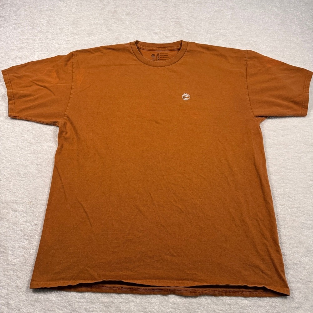 Timberland Co T Shirt Mens XL Orange Short Sleeve Crew Neck Cotton Logo‎